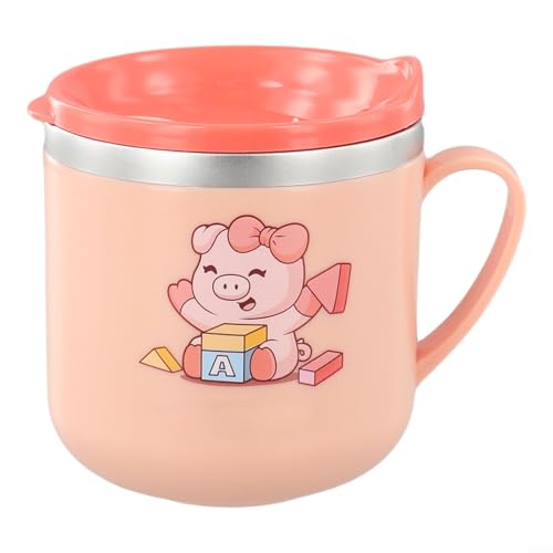 Auslaufsicherer 250 ml Edelstahl-Trinkhalmbecher mit Messskala, perfekt für Milch und Saft (Rosa) von RemixAst