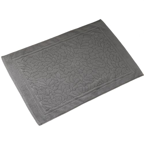 Baumwoll-Badematte, Bodenvorleger, saugfähig, maschinenwaschbar, rutschfester Badteppich mit doppelt genähten Kanten, für Badezimmer, Dusche, Hotel, 80 x 50 cm, Dunkelgrau Baumwoll-Badematte, Bodenvorleger, saugfähig, maschinenwaschbar, rutschfester Badteppich mit doppelt genähten Kanten, für Badezimmer, Dusche, Hotel, 80 x 50 cm, Dunkelgrau von RemixAst