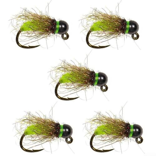 Bead Head Nymphe Angelköder 5er Set für schnell sinkende Forellen und Äschen Hakenköder (12# Gelb) von RemixAst