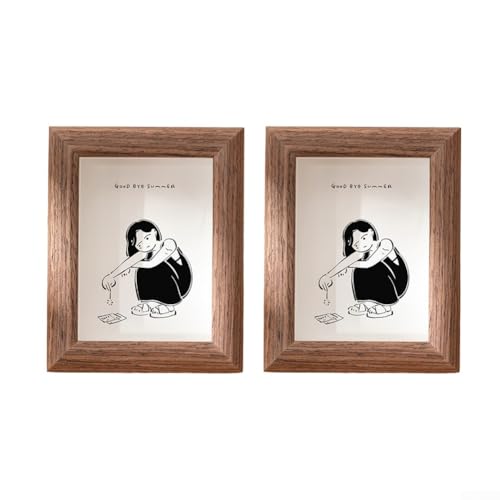 Doppel-Bilderrahmen aus Holz für Schreibtisch oder Wand, kreative Fotohalter mit anpassbaren Einsätzen für persönliche und Bürodekoration (Kaffeefarbe) von RemixAst