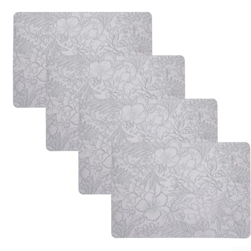 Doppelseitiges Tischset mit Blumenmuster, wasserdicht, PU-Leder, perfekt für den täglichen Gebrauch (grau) von RemixAst
