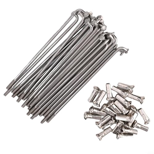 Edelstahl-Speichen für zusammenklappbares Elektro-Fahrrad, 24-teiliges Set mit Nippeln, widerstandsfähig und Design (13 g, Silber, 79 mm) von RemixAst