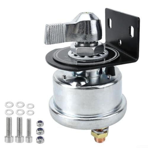 Ein-Aus-Batterieschalter, 12–48 V Autobatterie-Trennschalter mit Halterung, Hochstrom-Batterie-Trennschalter, für Auto, Camping, Wohnmobil, LKW (Silber) von RemixAst