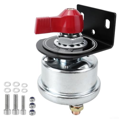 Ein-Aus-Batterieschalter, 12–48 V Autobatterie-Trennschalter mit Halterung, Hochstrom-Batterie-Trennschalter, für Auto, Camping, Wohnmobil, LKW (rot) von RemixAst