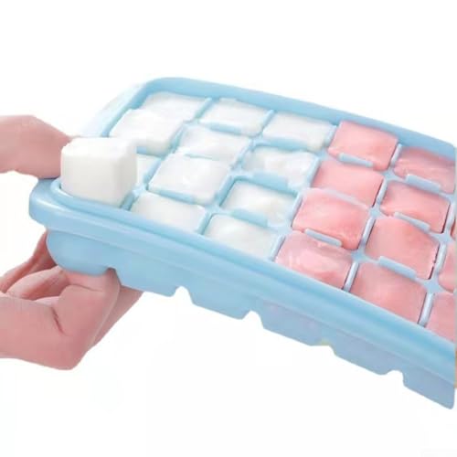 Eiswürfelbereiter aus Silikon mit PP-Deckel, produziert 24 oder 36 Eiswürfel für Würfel, praktisch für den täglichen Gebrauch und besondere Anlässe (blaue 36 Würfel) von RemixAst