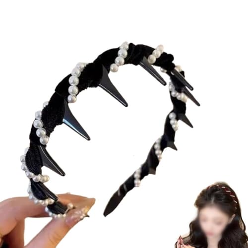 Elegantes Perlenhaarband, Vintage-Stil, hoher Kranium-Design, für Hochzeiten und den täglichen Gebrauch, bequeme Passform mit schwarzen Haarperlen) von RemixAst
