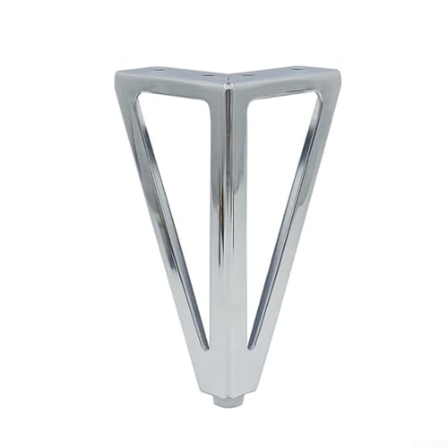 Ersatz-Möbelbeine aus Eisen für Nachttische für Stühle, Schränke, mit dreieckigem Hohl-Design für starke Unterstützung und Bodenschutzpolster, 4 Stück (Chrom) von RemixAst