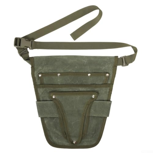 Garten-Werkzeugtasche mit 8 Taschen und umwandelbaren Tragevarianten, aus robustem, wasserdichtem, gewachstem Canvas-Material (grün) von RemixAst