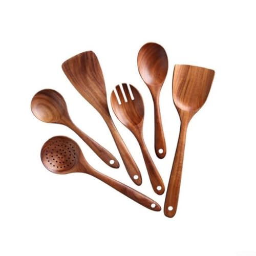 Holzlöffel und Schöpflöffel, 468-teiliges Set zum Kochen, sicher für heiße Verwendung, leicht zu greifen (6 Stück) von RemixAst