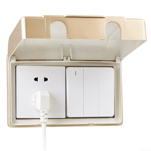 Kinderfreundliche, feuchtigkeitsbeständige Steckdosenabdeckung, geeignet für den Einsatz in nassen Umgebungen wie Bad und Küche (Gold) von RemixAst