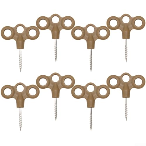 Kompakte Erdnägel mit drei Löchern, leuchtendes Design für Sichtbarkeit bei Nacht (8 Stück Khaki) von RemixAst