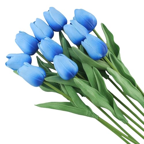 Künstliche Tulpen, Blumenstrauß für Hochzeit und Wohnzimmer, Heimdekoration, 33 cm, Blau, 10 Stück Künstliche Tulpen, Blumenstrauß für Hochzeit und Wohnzimmer, Heimdekoration, 33 cm, Blau, 10 Stück von RemixAst
