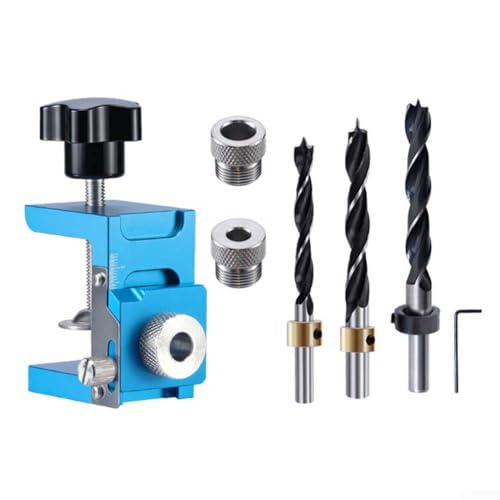Montagevorrichtung für Schranktüren aus Aluminiumlegierung, verstellbarer vertikaler Klemmpositionierer mit Frontskala, Holzbearbeitungsbohrerführungsschablone für 6/8/10/12 mm Bits (c) von RemixAst