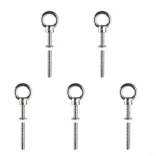 Ösenschrauben-Set, 5 Stück Gewinde-Augenschrauben mit Mutter-Unterlegscheiben in Marinequalität (M8 x 80) von RemixAst