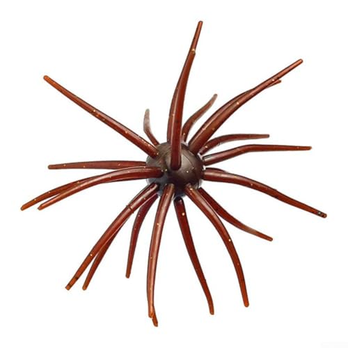 PVC Seeigel Angelköderwürmer bei 110 mm mit innovativem schwimmendem Design und 24 Grasschürzen (6# Flash Brown) von RemixAst