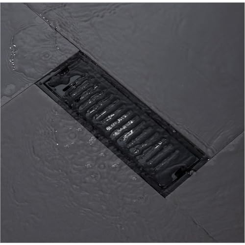 Rechteckiger Duschbodenablauf aus Edelstahl 304, mit großem Fassungsvermögen und geruchsdichtem Design, passend für 40 mm, 50 mm, 75 mm Badezimmerrohre, gebürstetes Chrom (Schwarz, 40 cm) von RemixAst