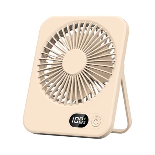 RemixAst Tragbarer Ventilator mit 5 Geschwindigkeiten, Kippfunktion und Digitalanzeige für Reisen und Büro (Braun) von RemixAst