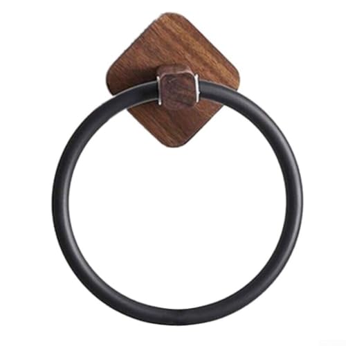 Runder Handtuchhalter aus Holz, moderne Aufbewahrungslösung für Handtücher in jedem Raum (Walnuss-Schwarz) von RemixAst