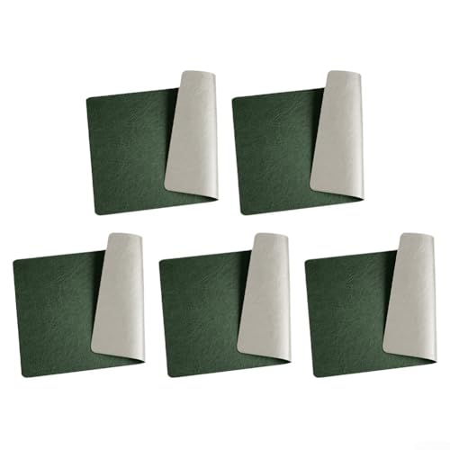 Rutschfeste Tischsets aus Leder, waschbar, 5er Set für eleganten Esstisch (dunkelgrün und grau) von RemixAst