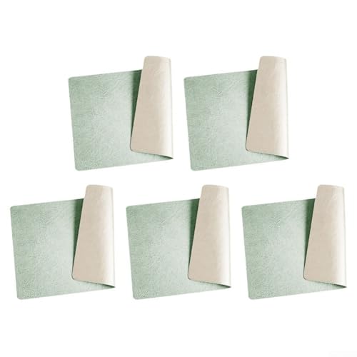 Rutschfeste Tischsets aus Leder, waschbar, 5er Set für eleganten Esstisch (grün und weiß) von RemixAst