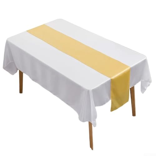 Satin-Tischläufer, entworfen für Hochzeiten und Bankette mit modernem Flair (altgoldfarben) von RemixAst