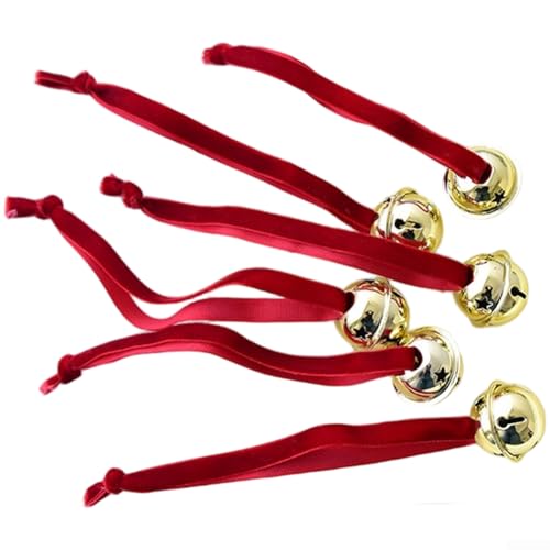 Set mit sechs Eisenglocken-Ornamenten mit goldfarbenem Finish zum Aufhängen an Weihnachten für Baum, Kränze und Innendekoration (Typ C 28 g) von RemixAst
