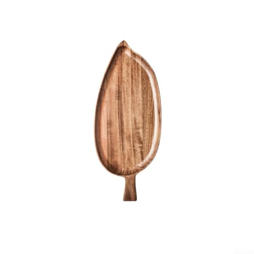 Snack-Tablett aus Akazienholz, exquisite Blattform, servieren Sie Ihre Vorspeisen stilvoll (groß) von RemixAst