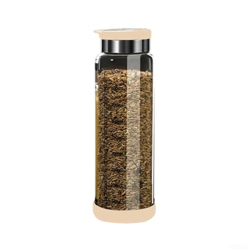 Stilvolles Gewürzglas aus Glas, perfekt für die Aufbewahrung von Lebensmitteln und einfachen Zugang in Ihrer Küche (weißer Deckel, 450 ml) von RemixAst