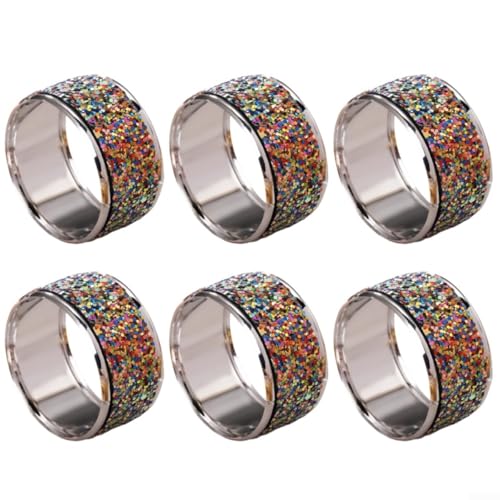 Strass-Serviettenringe für elegante Esserlebnisse, 6 Stück für Feiern (bunt) von RemixAst