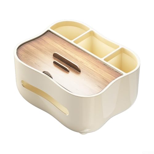 Taschentuchbox-Halter, multifunktionaler Schreibtisch-Organizer mit modernem Walnuss-Finish, kompaktes platzsparendes Design für Zuhause oder Büro, leicht zu reinigen, 13 x 17 x 21 cm (Buche + ABS) von RemixAst