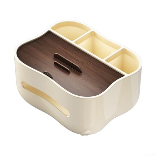 Taschentuchbox-Halter, multifunktionaler Schreibtisch-Organizer mit modernem Walnuss-Finish, kompaktes platzsparendes Design für Zuhause oder Büro, leicht zu reinigen, 13 x 17 x 21 cm (Walnuss + ABS) von RemixAst
