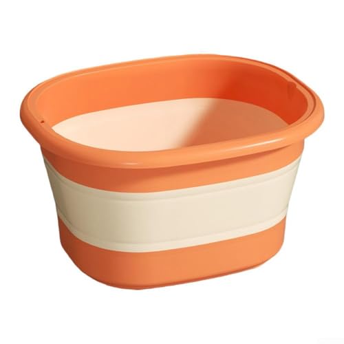Tragbarer faltbarer Silikon-Fußbadeimer mit einziehbarem Design für Zuhause und Reisen, geräumig für verschiedene Fußgrößen, leicht zu reinigen und hygienisch zu halten (keine Abdeckung orange) von RemixAst