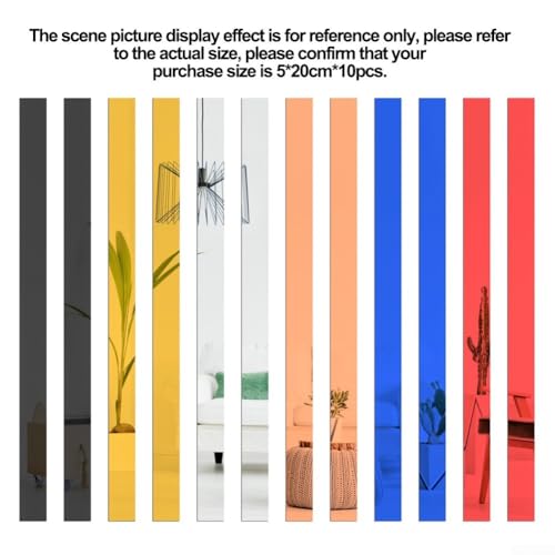 Wandspiegel-Aufkleber für Wohnzimmer, Acryl, 5 x 20 cm, 10 Stück, für einen geräumigen Look (Silber) von RemixAst