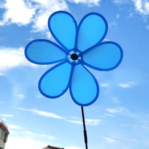 Windaktivierte Blumen-Windmühle für den Außenbereich, Garten- und Terrassendekoration, leichtes Tuch und Fiberglas-Stab-Design, sicher und einfach zu tragen (blau) von RemixAst