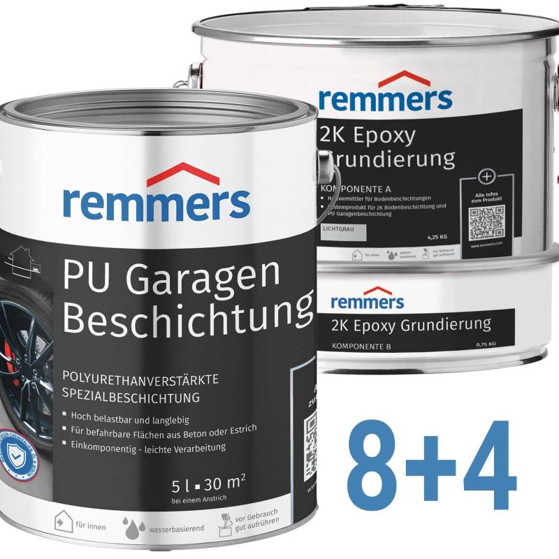 Garagenbodenbeschichtung Set bis 120m² RAL7035 Lichtgrau von Remmers
