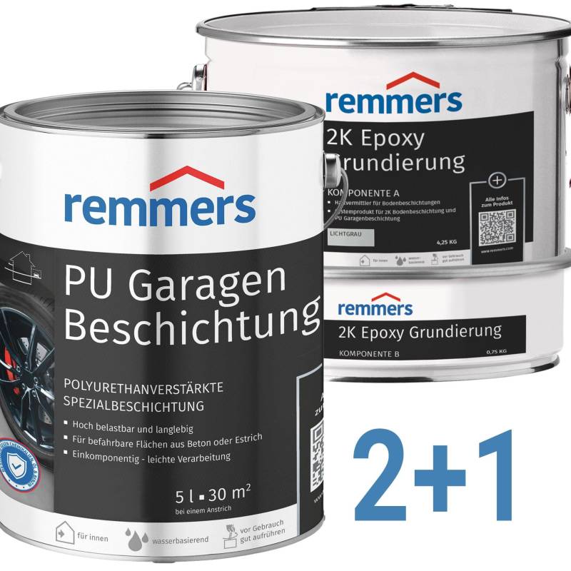 Garagenbodenbeschichtung Set bis 30m² RAL7001 Silbergrau von Remmers