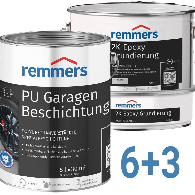 Garagenbodenbeschichtung Set bis 90m² RAL7001 Silbergrau von Remmers
