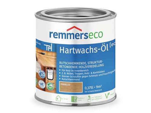 Remmers Hartwachs-Öl [eco] farblos, 0,375 Liter, Hartwachsöl für innen, natürliche Basis, Beize, Öl und Versiegelung in einem, nachhaltig, vegan von Remmers
