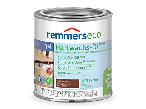 Remmers Hartwachs-Öl [eco] nussbaum, 0,375 Liter, Hartwachsöl für innen, natürliche Basis, Beize, Öl und Versiegelung in einem, nachhaltig, vegan von Remmers