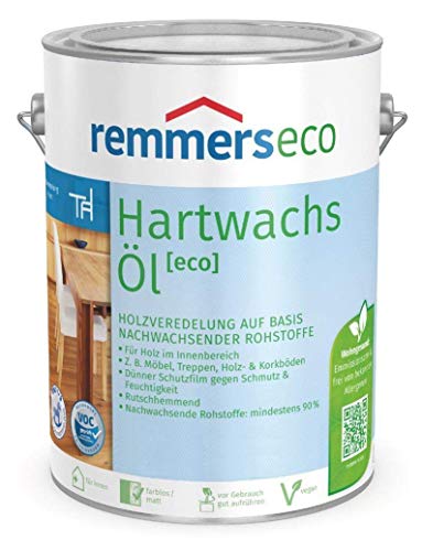 Remmers Hartwachs-Öl [eco] silbergrau, 0,375 Liter, Hartwachsöl für innen, natürliche Basis, Beize, Öl und Versiegelung in einem, nachhaltig, vegan von Remmers