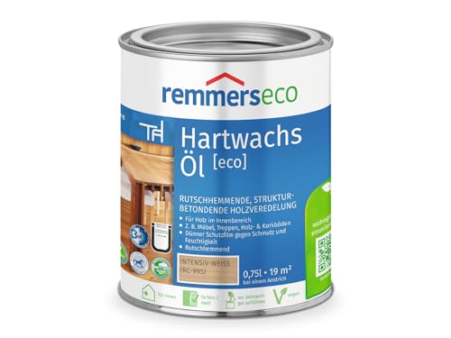 Remmers Hartwachs-Öl [eco] intensiv-weiß, 0,75 Liter, Hartwachsöl für innen, natürliche Basis, Beize, Öl und Versiegelung in einem, nachhaltig, vegan von Remmers
