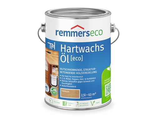 Remmers Hartwachs-Öl [eco] farblos, 2,5 Liter, Hartwachsöl für innen, natürliche Basis, Beize, Öl und Versiegelung in einem, nachhaltig, vegan von Remmers