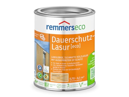 Remmers Dauerschutz-Lasur [eco] farblos, 0,75 Liter, Langlebig, ausgeprägter UV-Schutz, für innen und außen, Schutz vor UV-Strahlung & Feuchtigkeit von Remmers