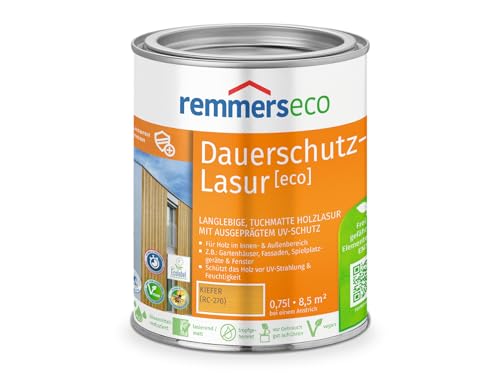 Remmers Dauerschutz-Lasur [eco] kiefer, 0,75 Liter, Langlebig, ausgeprägter UV-Schutz, für innen und außen, Schutz vor UV-Strahlung & Feuchtigkeit von Remmers