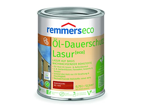 Remmers Öl-Dauerschutz-Lasur [eco] mahagoni, 0,75 Liter, Öko Holzlasur für innen und außen, ökologisch, nachhaltig, vegan, bienenverträglich von Remmers