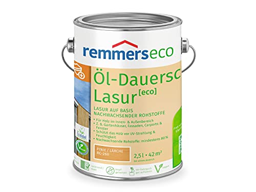 Remmers Dauerschutz-Lasur [eco] kiefer, 2,5 Liter, Langlebig, ausgeprägter UV-Schutz, für innen und außen, Schutz vor UV-Strahlung & Feuchtigkeit von Remmers