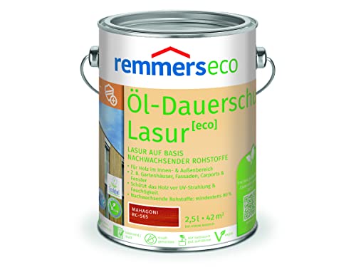 Remmers Öl-Dauerschutz-Lasur [eco] mahagoni, 2,5 Liter, Öko Holzlasur für innen und außen, ökologisch, nachhaltig, vegan, bienenverträglich von Remmers