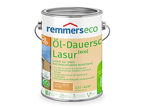Remmers Öl-Dauerschutz-Lasur [eco] pinie/lärche, 2,5 Liter, Öko Holzlasur für innen und außen, ökologisch, nachhaltig, vegan, bienenverträglich von Remmers