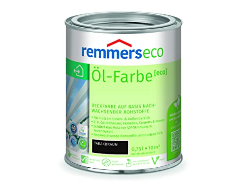 Remmers Öl-Farbe [eco] tabakbraun, 0,75 Liter, Öko Farbe für Holz innen und außen, mit 3fach Schutz, nachhaltig, umweltfreundlich von Remmers
