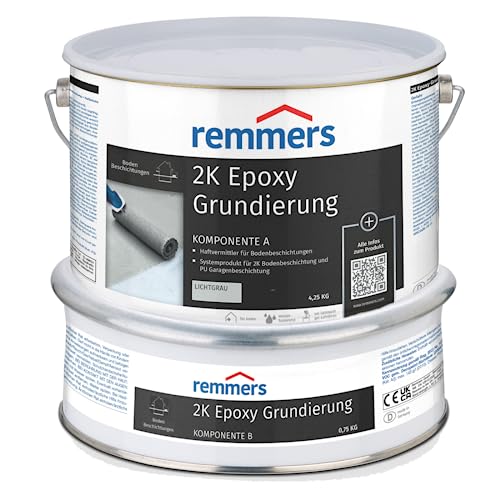 Remmers 2K Epoxy Grundierung, lichtgrau, 2,5 Liter, Haftvermittler, für mineralische Untergründe, auch für Garagen geeignet, sehr gute Haftung von Remmers